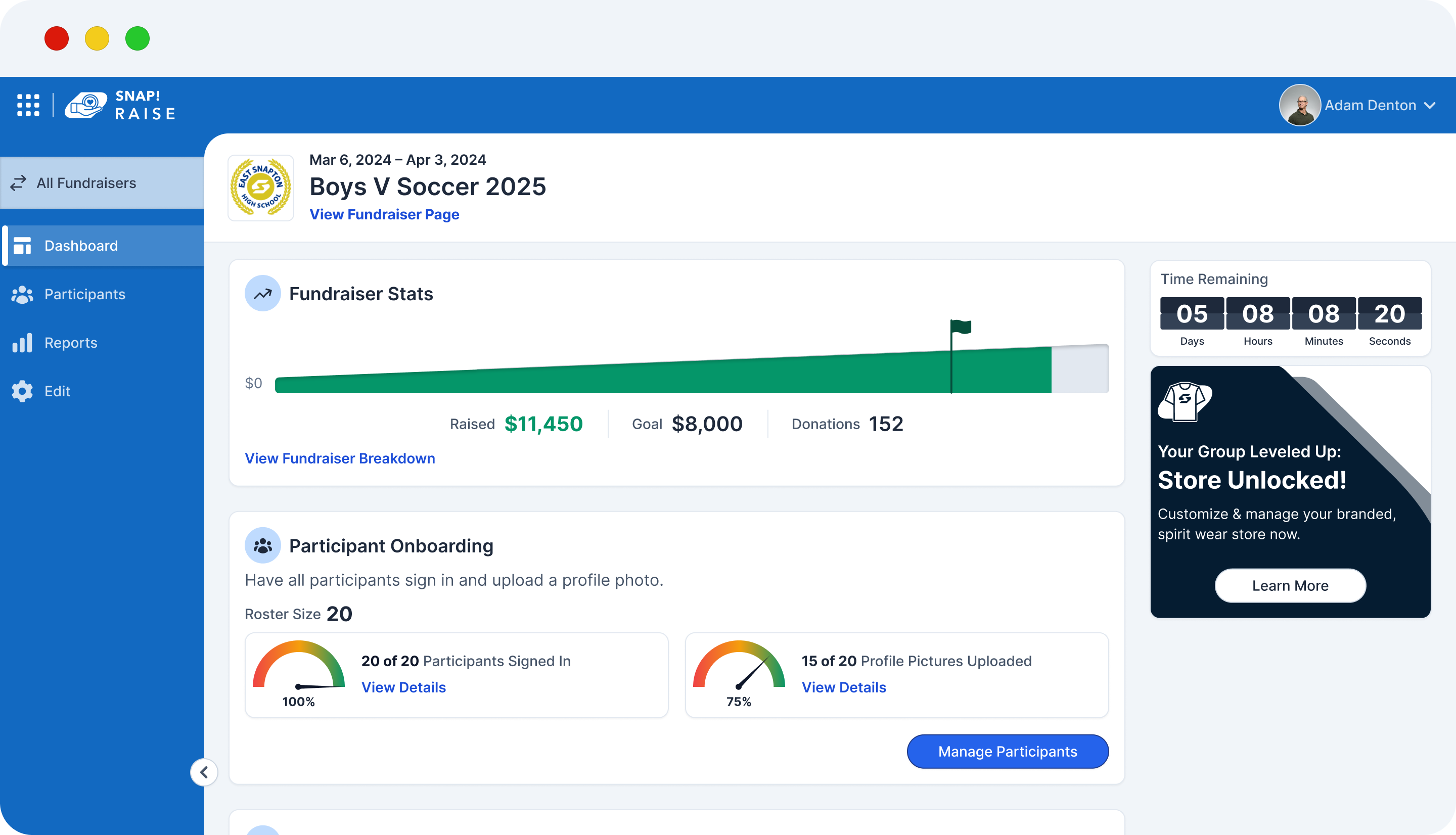 ActiveFundraiser (1) Snap! Raise Group Leader Coach Experience Dashboard