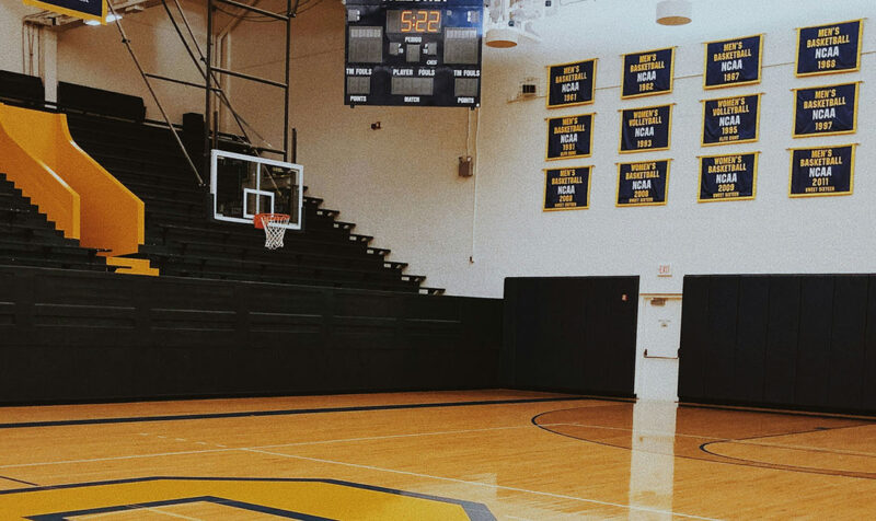 Gym filled with championship banners